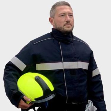 VESTE GAMMA BLEU BANDE GRISE