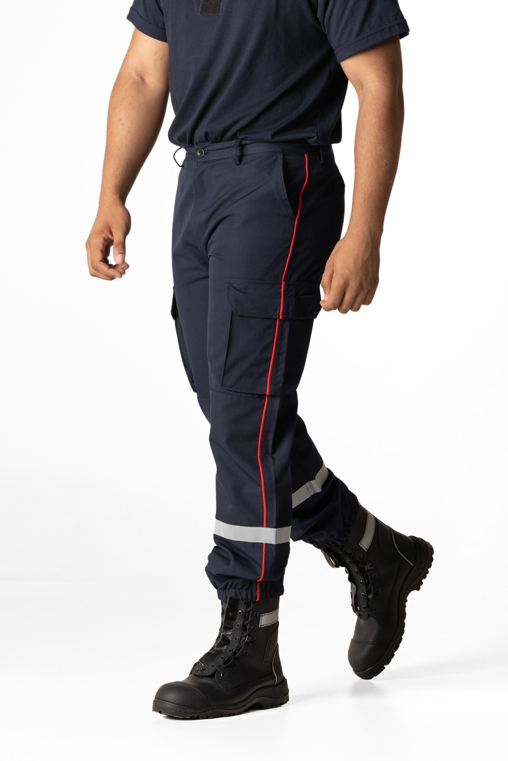 Pantalon F1 poches latérales avec passepoil rouge