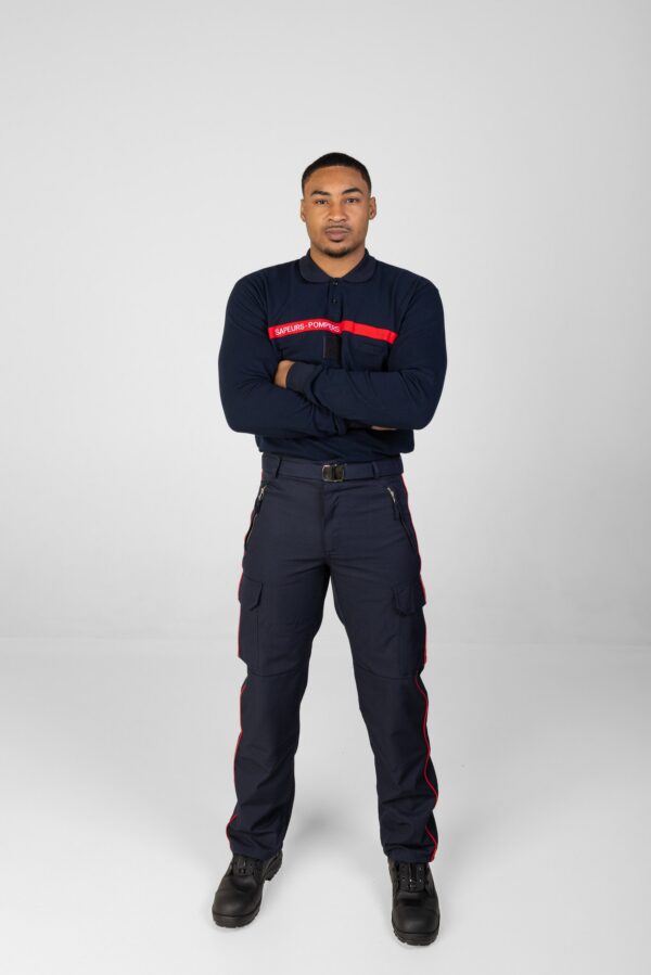 Polo bleu manches longues  - Sapeurs-Pompiers