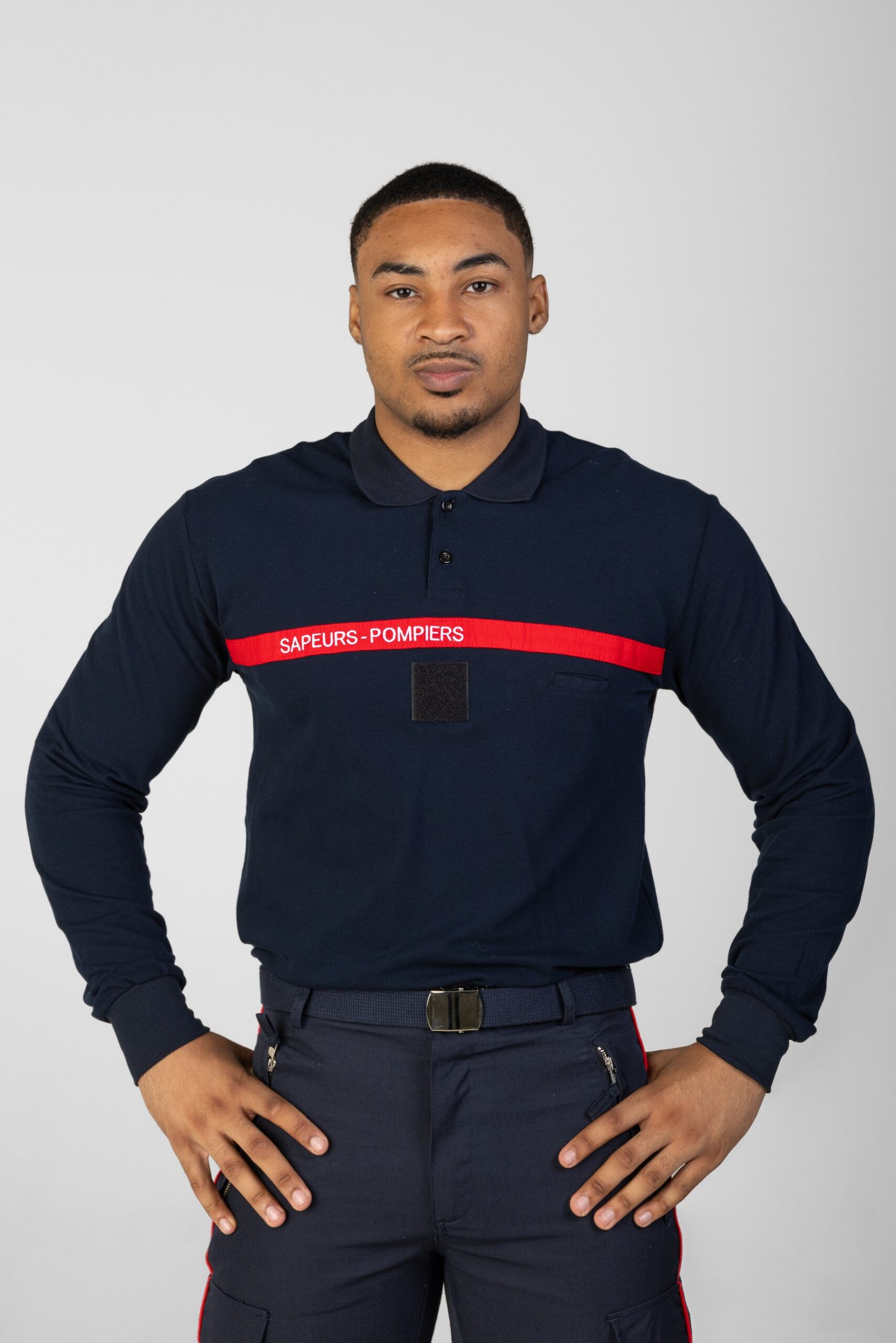 Polo bleu manches longues - Sapeurs-Pompiers