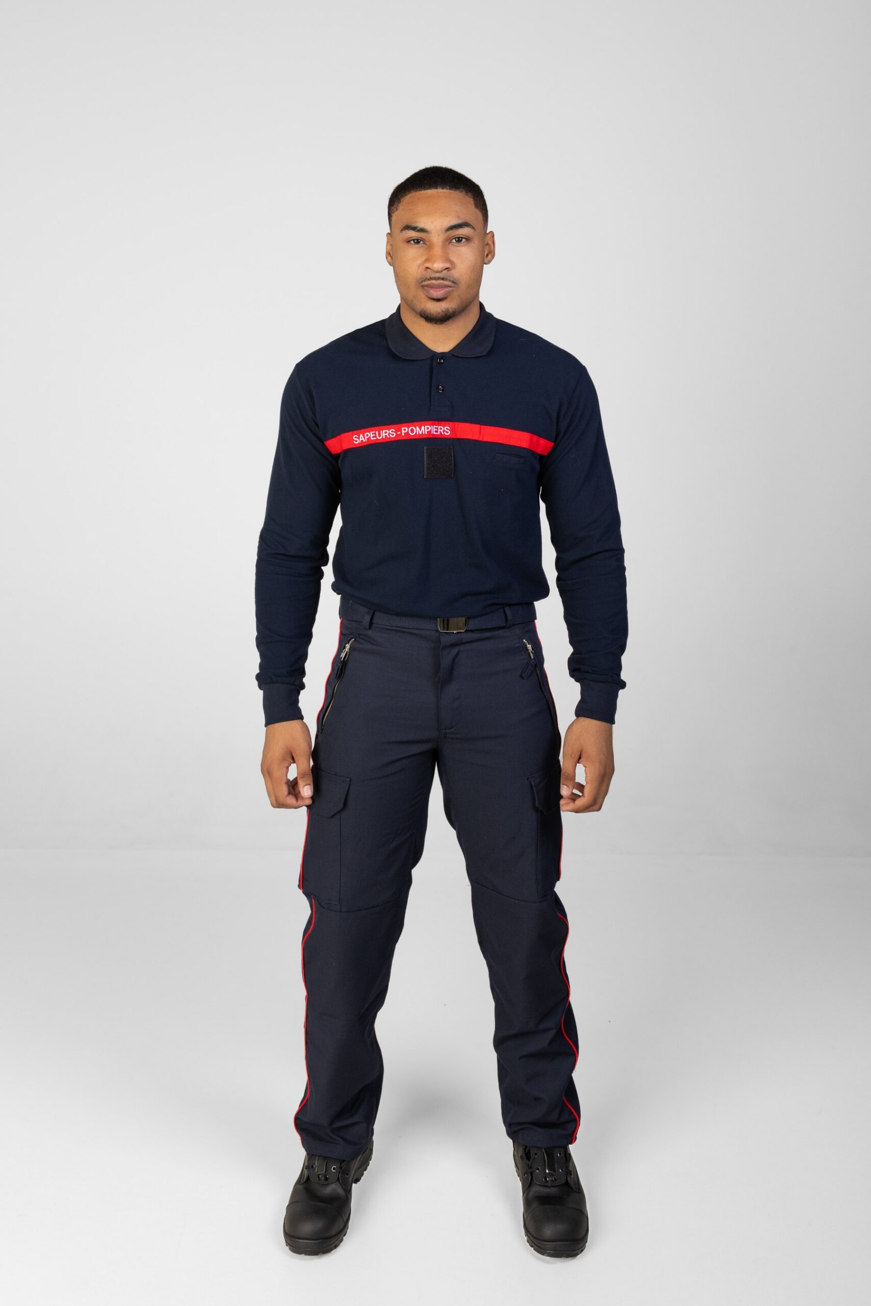 Polo bleu manches longues - Sapeurs-Pompiers