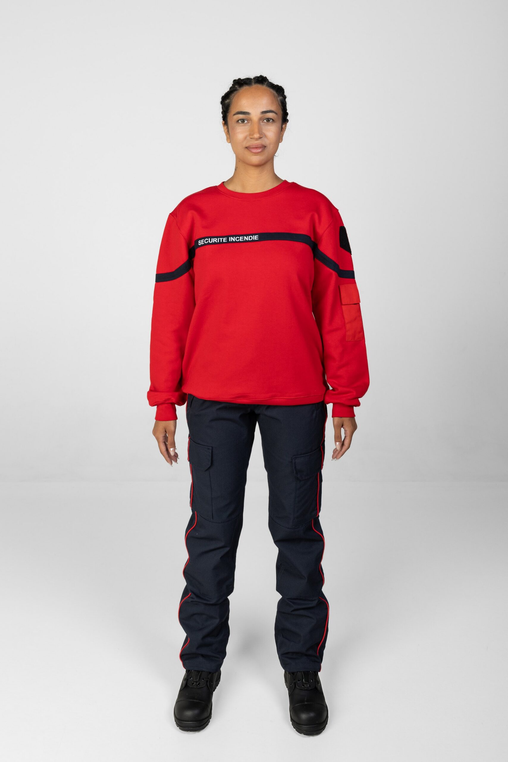 Sweat-shirt rouge sécurité incendie